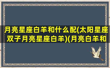 月亮星座白羊和什么配(太阳星座双子月亮星座白羊)(月亮白羊和月亮双子怎么样)