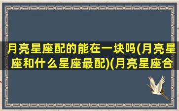 月亮星座配的能在一块吗(月亮星座和什么星座最配)(月亮星座合不合)