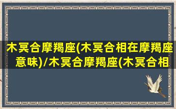 木冥合摩羯座(木冥合相在摩羯座意味)/木冥合摩羯座(木冥合相在摩羯座意味)-我的网站