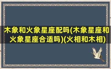 木象和火象星座配吗(木象星座和火象星座合适吗)(火相和木相)