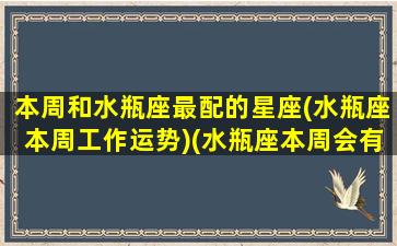 本周和水瓶座最配的星座(水瓶座本周工作运势)(水瓶座本周会有什么好运)