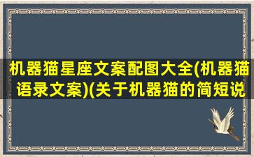 机器猫星座文案配图大全(机器猫语录文案)(关于机器猫的简短说说)