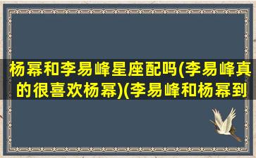 杨幂和李易峰星座配吗(李易峰真的很喜欢杨幂)(李易峰和杨幂到底在一起过吗)