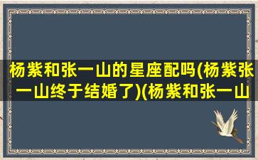 杨紫和张一山的星座配吗(杨紫张一山终于结婚了)(杨紫和张一山在一起过吗)