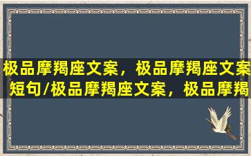 极品摩羯座文案，极品摩羯座文案短句/极品摩羯座文案，极品摩羯座文案短句-我的网站