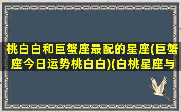 桃白白和巨蟹座最配的星座(巨蟹座今日运势桃白白)(白桃星座与陶白白)