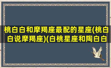 桃白白和摩羯座最配的星座(桃白白说摩羯座)(白桃星座和陶白白)