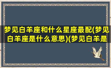 梦见白羊座和什么星座最配(梦见白羊座是什么意思)(梦见白羊是什么意思周公解梦)