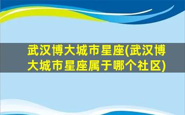 武汉博大城市星座(武汉博大城市星座属于哪个社区)