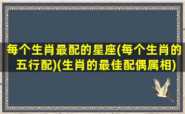 每个生肖最配的星座(每个生肖的五行配)(生肖的最佳配偶属相)