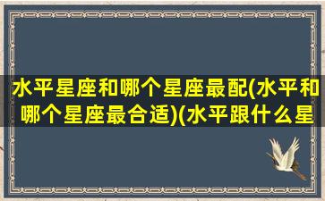 水平星座和哪个星座最配(水平和哪个星座最合适)(水平跟什么星座最配)