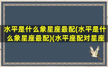 水平是什么象星座最配(水平是什么象星座最配)(水平座配对星座排名)