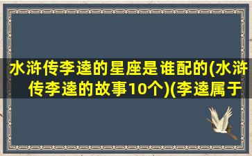 水浒传李逵的星座是谁配的(水浒传李逵的故事10个)(李逵属于什么星)