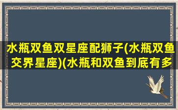 水瓶双鱼双星座配狮子(水瓶双鱼交界星座)(水瓶和双鱼到底有多配)