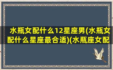 水瓶女配什么12星座男(水瓶女配什么星座最合适)(水瓶座女配什么星座男孩子比较合适)