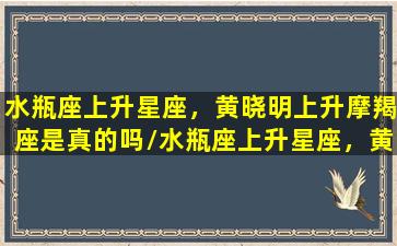 水瓶座上升星座，黄晓明上升摩羯座是真的吗/水瓶座上升星座，黄晓明上升摩羯座是真的吗-我的网站