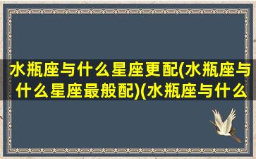 水瓶座与什么星座更配(水瓶座与什么星座最般配)(水瓶座与什么星座最配对)