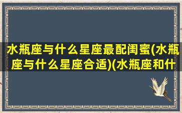 水瓶座与什么星座最配闺蜜(水瓶座与什么星座合适)(水瓶座和什么星座闺蜜)