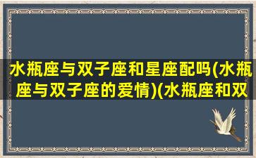 水瓶座与双子座和星座配吗(水瓶座与双子座的爱情)(水瓶座和双子座配不配做情侣)