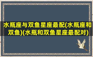 水瓶座与双鱼星座最配(水瓶座和双鱼)(水瓶和双鱼星座最配对)