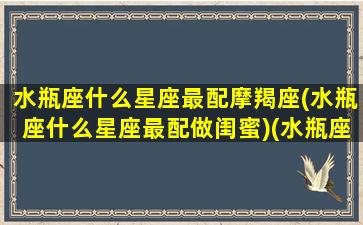 水瓶座什么星座最配摩羯座(水瓶座什么星座最配做闺蜜)(水瓶座和什么星座最配做闺蜜)