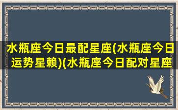 水瓶座今日最配星座(水瓶座今日运势星赖)(水瓶座今日配对星座)