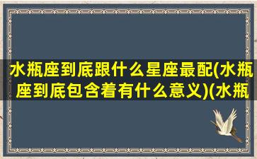 水瓶座到底跟什么星座最配(水瓶座到底包含着有什么意义)(水瓶座跟什么星座最配)