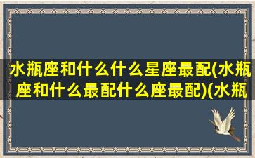 水瓶座和什么什么星座最配(水瓶座和什么最配什么座最配)(水瓶座和什么星座更配)