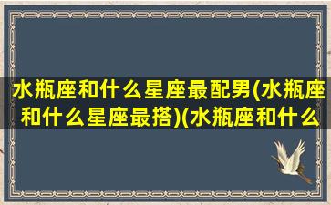 水瓶座和什么星座最配男(水瓶座和什么星座最搭)(水瓶座和什么星座的男生最配结婚)