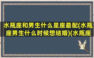 水瓶座和男生什么星座最配(水瓶座男生什么时候想结婚)(水瓶座男和什么星座配对合适)