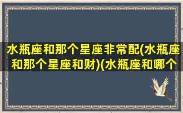 水瓶座和那个星座非常配(水瓶座和那个星座和财)(水瓶座和哪个星座更般配)