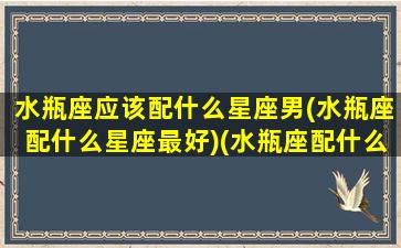 水瓶座应该配什么星座男(水瓶座配什么星座最好)(水瓶座配什么星座的男生)