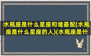 水瓶座是什么星座和谁最配(水瓶座是什么星座的人)(水瓶座是什么相星座)