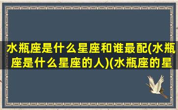 水瓶座是什么星座和谁最配(水瓶座是什么星座的人)(水瓶座的星座是哪个)