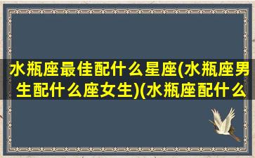 水瓶座最佳配什么星座(水瓶座男生配什么座女生)(水瓶座配什么座的男生)