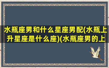 水瓶座男和什么星座男配(水瓶上升星座是什么座)(水瓶座男的上升星座)