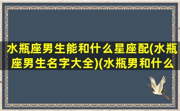 水瓶座男生能和什么星座配(水瓶座男生名字大全)(水瓶男和什么星座最配当情侣)