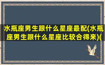 水瓶座男生跟什么星座最配(水瓶座男生跟什么星座比较合得来)(水瓶座男生与什么星座配)