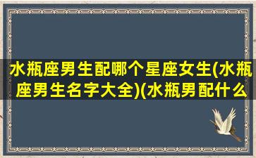 水瓶座男生配哪个星座女生(水瓶座男生名字大全)(水瓶男配什么星座最合适)