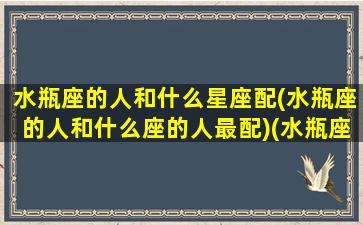 水瓶座的人和什么星座配(水瓶座的人和什么座的人最配)(水瓶座跟什么星座的人在一起合适)