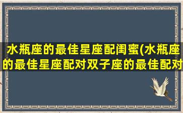 水瓶座的最佳星座配闺蜜(水瓶座的最佳星座配对双子座的最佳配对星座)