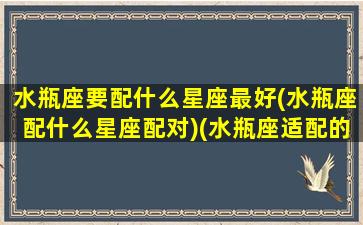 水瓶座要配什么星座最好(水瓶座配什么星座配对)(水瓶座适配的星座)