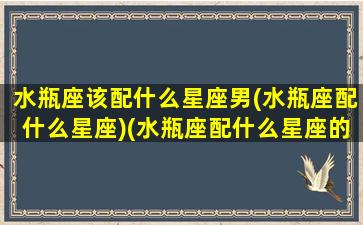 水瓶座该配什么星座男(水瓶座配什么星座)(水瓶座配什么星座的男生)