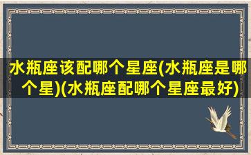 水瓶座该配哪个星座(水瓶座是哪个星)(水瓶座配哪个星座最好)