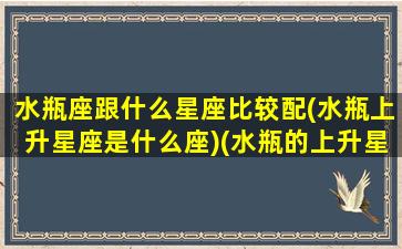 水瓶座跟什么星座比较配(水瓶上升星座是什么座)(水瓶的上升星座是哪个星座)