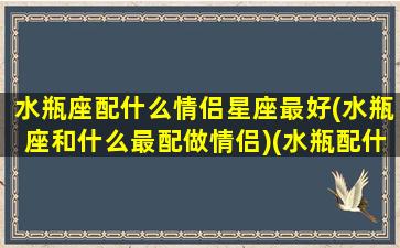 水瓶座配什么情侣星座最好(水瓶座和什么最配做情侣)(水瓶配什么星座配对)