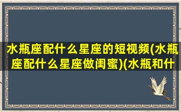 水瓶座配什么星座的短视频(水瓶座配什么星座做闺蜜)(水瓶和什么星座最配做闺蜜)