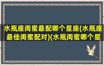 水瓶座闺蜜最配哪个星座(水瓶座最佳闺蜜配对)(水瓶闺蜜哪个星座的)