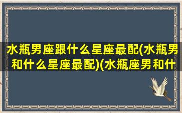 水瓶男座跟什么星座最配(水瓶男和什么星座最配)(水瓶座男和什么星座最配当情侣)