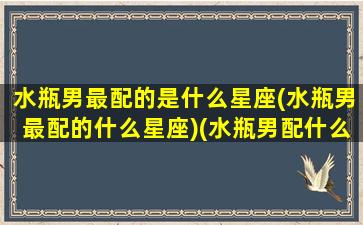 水瓶男最配的是什么星座(水瓶男最配的什么星座)(水瓶男配什么星座的女人)